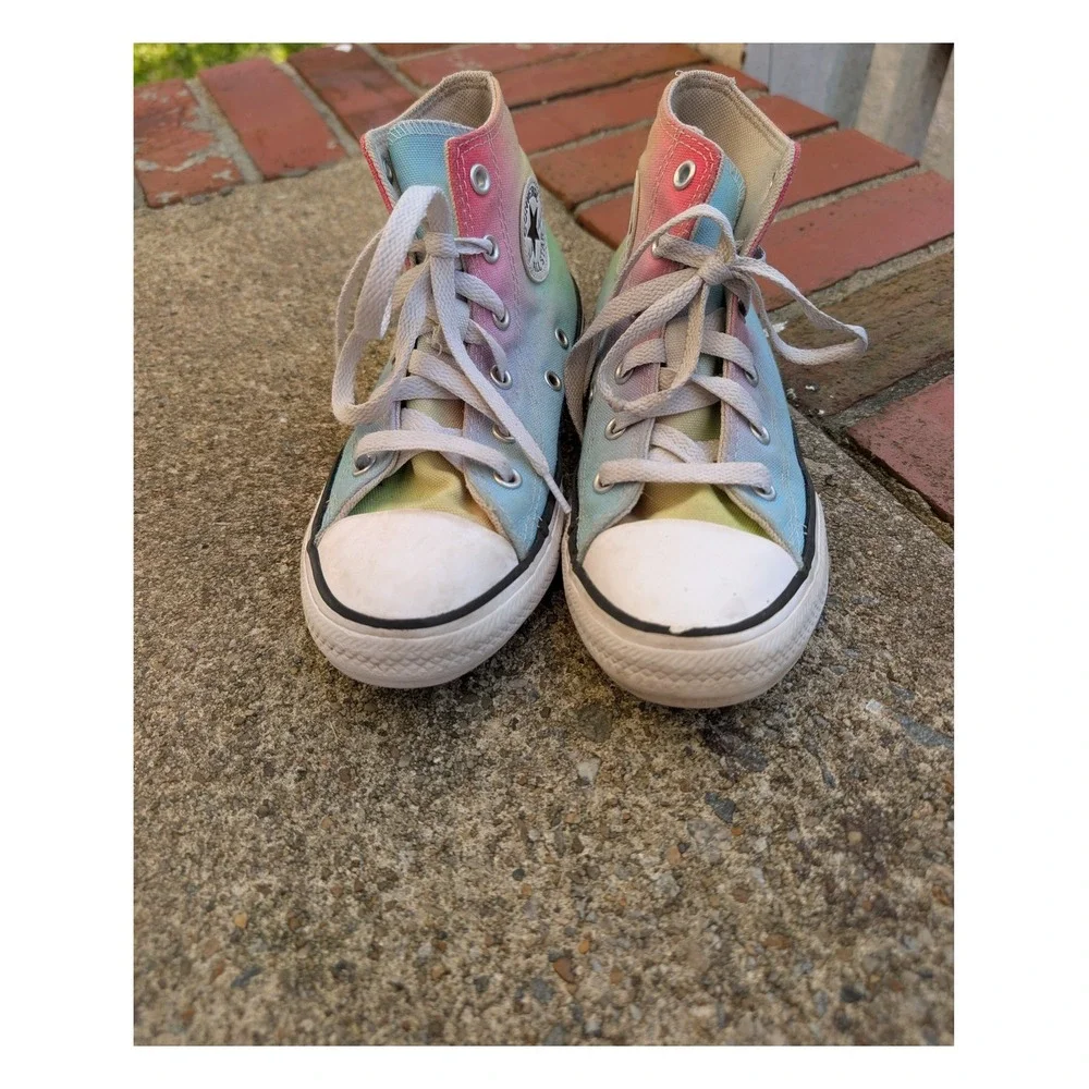 Converse Chuck Taylor All Star High Top Rainbow Ombre Kids Sneakers Sz 13